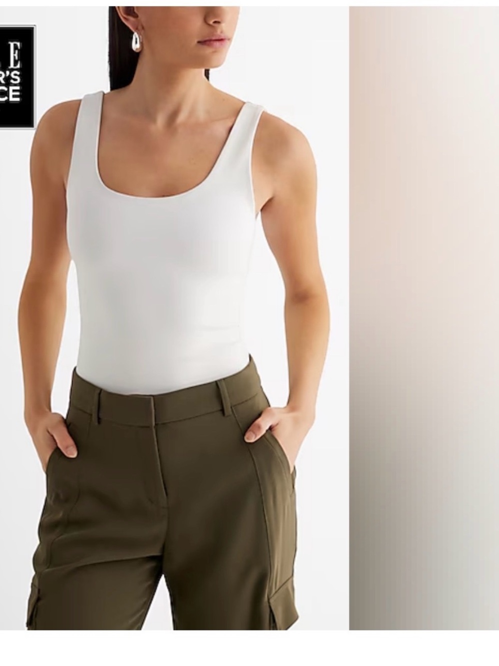 Express Cream Sleeveless Wrap-Front Bodysuit